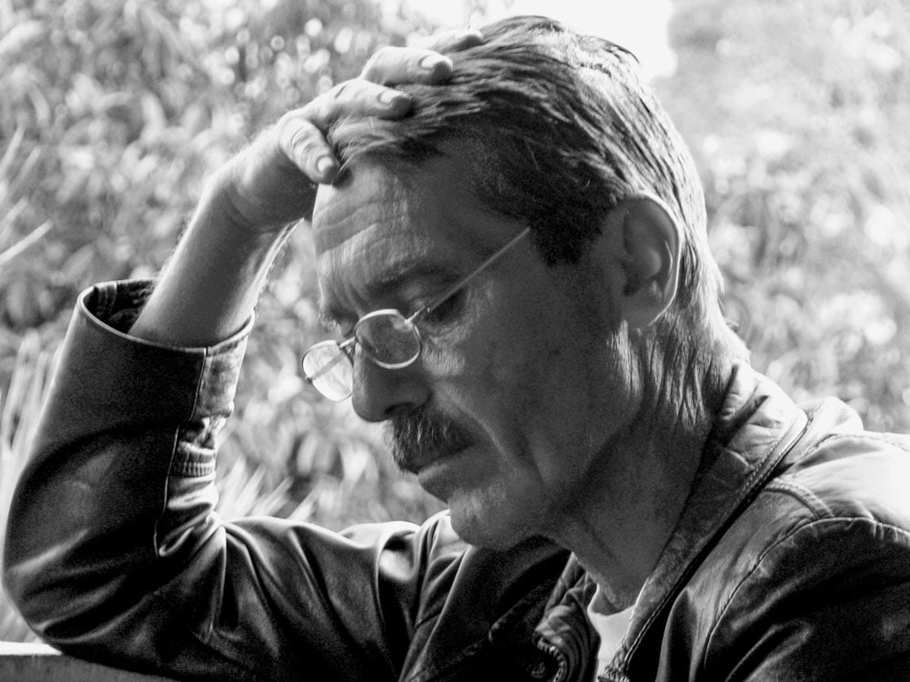 black and white portrait old man